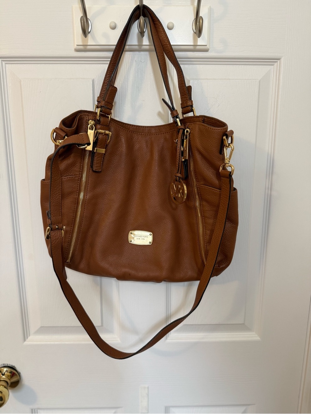 Michael Kors Cognac Pebbled Leather Shoulder Bag